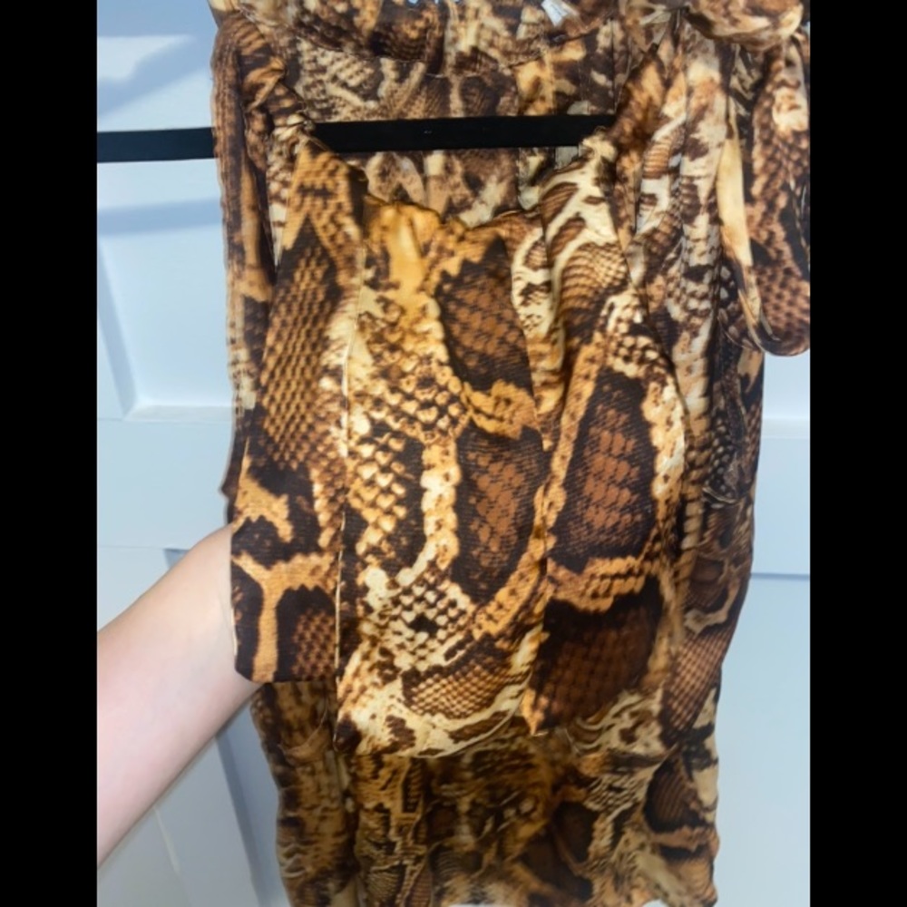 Y2k Snakeskin Satin Ruffle Blouse - image 4